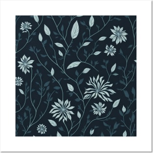 green flowers and leaves pattern Posters and Art